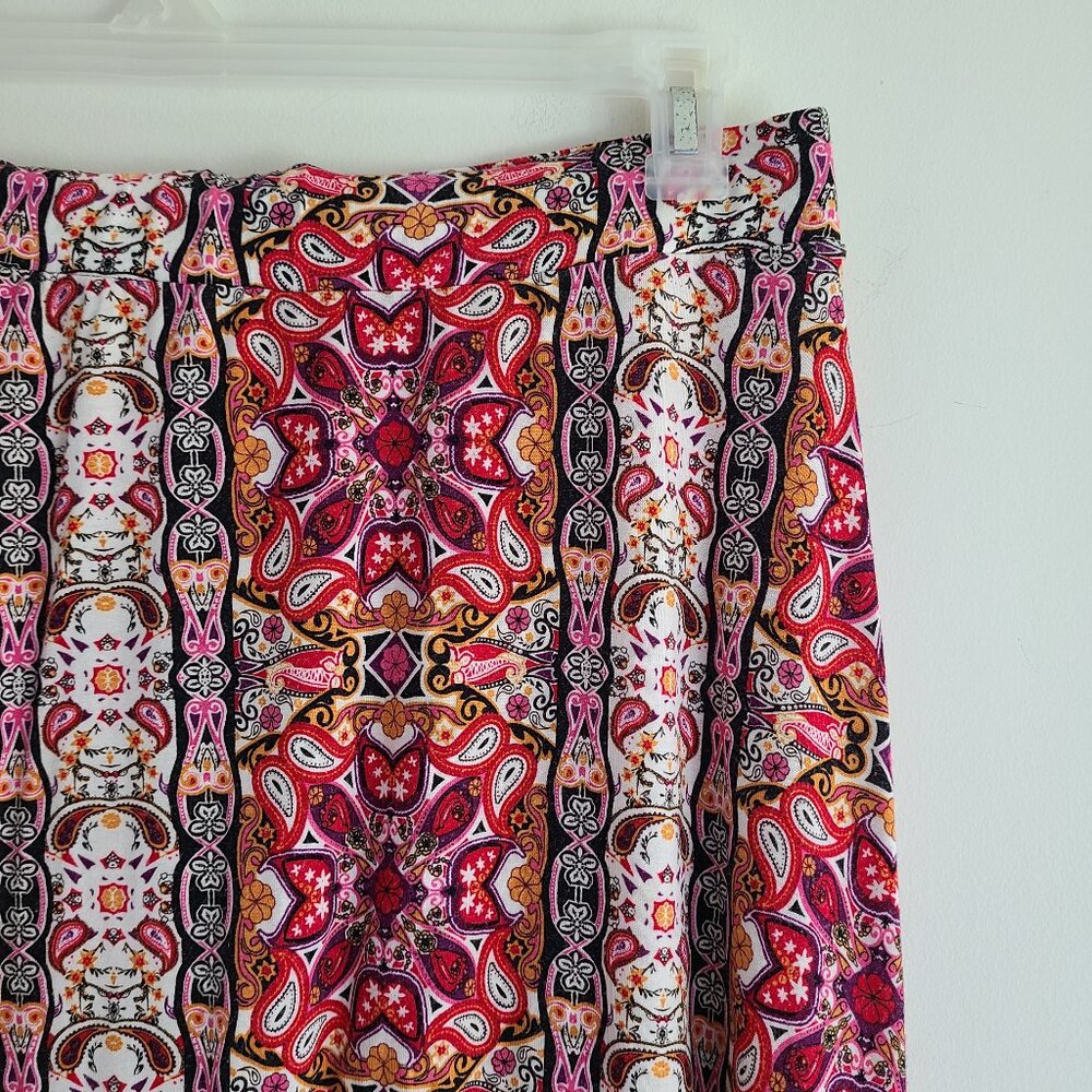 CLEARANCE Cato A-line Midi Skirt 14/16W Jersey Boho Multicolor Casual Red Pink